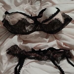 Agent Provocateur Black and Pink Lace Bra